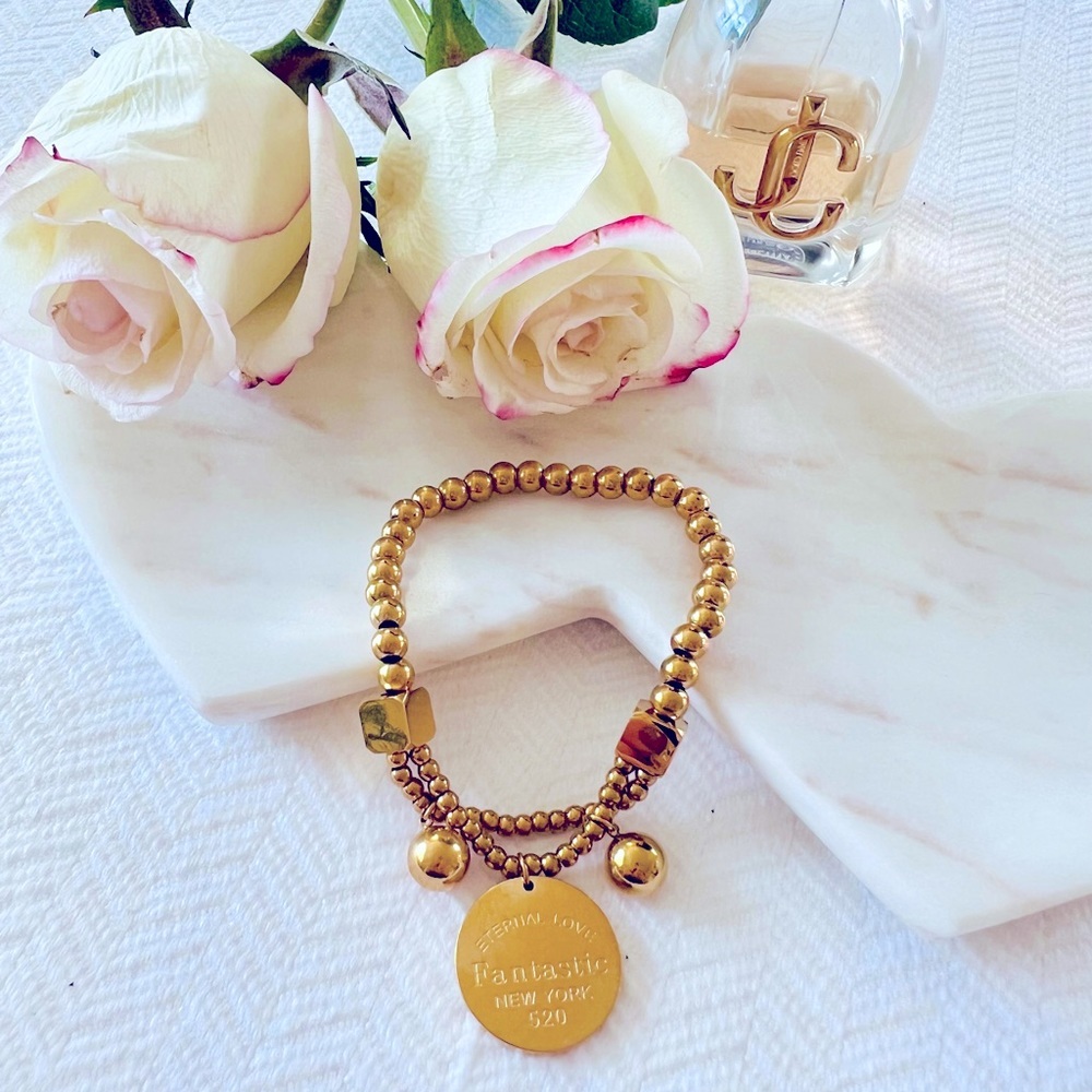 “Eternal Love” 18K Gold Stainless Steel “Coin”  Small Bracelet - Picture 3 of 6